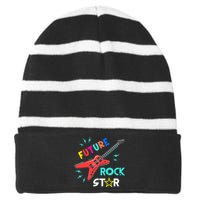 Future Rockstar Guitar Music Striped Beanie with Solid Band