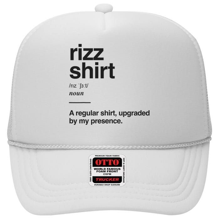 Funny Rizz Gen Z Gen Alpha Slang Charisma Meme Rizz High Crown Mesh Back Trucker Hat