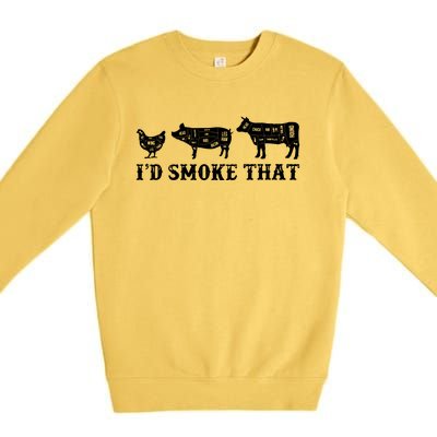 Funny Retro Grilling BBQ Smoker Chef Dad Gift Id Smoke That Premium Crewneck Sweatshirt