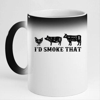 Funny Retro Grilling BBQ Smoker Chef Dad Gift Id Smoke That 11oz Black Color Changing Mug