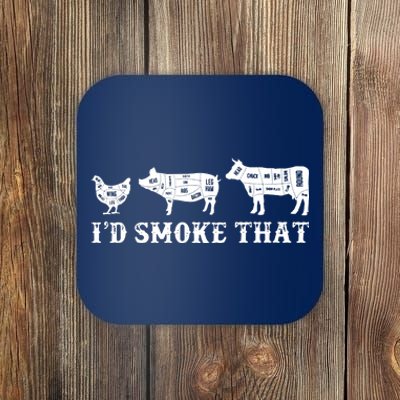 Funny Retro Grilling BBQ Smoker Chef Dad Gift Id Smoke That Coaster