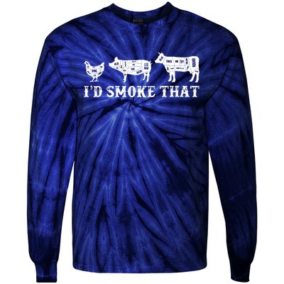 Funny Retro Grilling BBQ Smoker Chef Dad Gift Id Smoke That Tie-Dye Long Sleeve Shirt