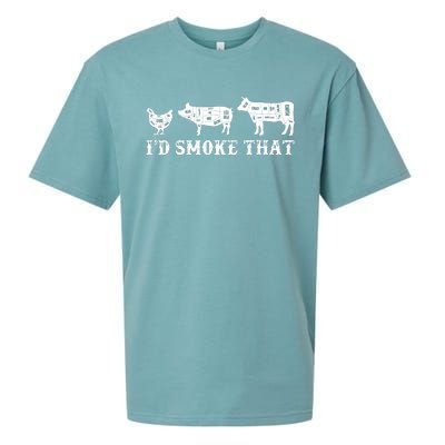 Funny Retro Grilling BBQ Smoker Chef Dad Gift Id Smoke That Sueded Cloud Jersey T-Shirt