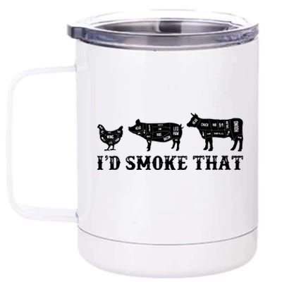 Funny Retro Grilling BBQ Smoker Chef Dad Gift Id Smoke That 12 oz Stainless Steel Tumbler Cup