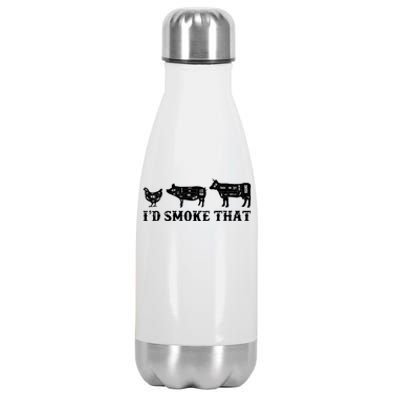 Funny Retro Grilling BBQ Smoker Chef Dad Gift Id Smoke That Stainless Steel Insulated Water Bottle