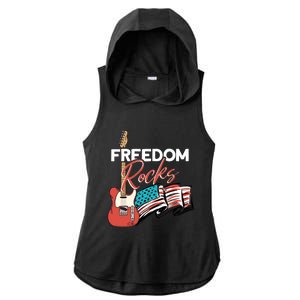 Freedom Rocks Gift Patriotic American Flag Outfit 4th Of July Gift Ladies PosiCharge Tri-Blend Wicking Draft Hoodie Tank