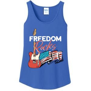 Freedom Rocks Gift Patriotic American Flag Outfit 4th Of July Gift Ladies Essential Tank