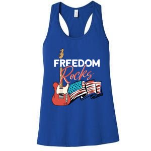 Freedom Rocks Gift Patriotic American Flag Outfit 4th Of July Gift Women's Racerback Tank