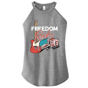 Freedom Rocks Gift Patriotic American Flag Outfit 4th Of July Gift Women's Perfect Tri Rocker Tank