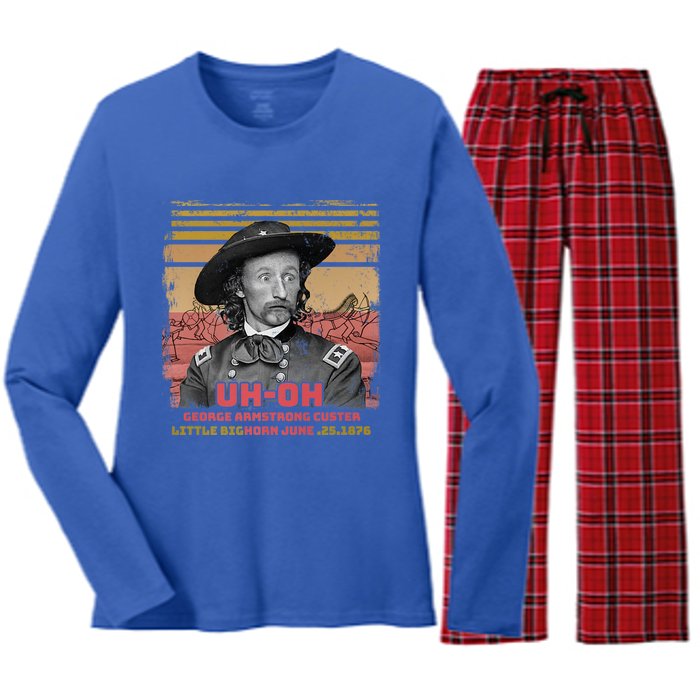 Funny Reaction George Armstrong Custer Little Bighorn Women's Long Sleeve Flannel Pajama Set 