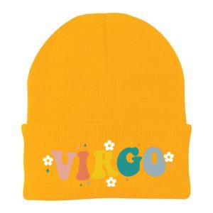 Floral Retro Groovy Virgo Astrology Zodiac Sign Gift Knit Cap Winter Beanie