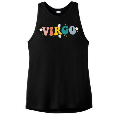 Floral Retro Groovy Virgo Astrology Zodiac Sign Gift Ladies PosiCharge Tri-Blend Wicking Tank