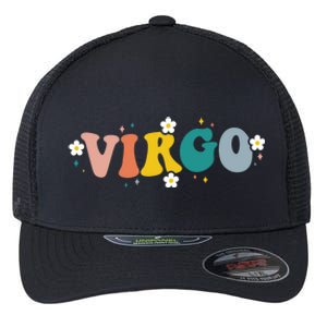 Floral Retro Groovy Virgo Astrology Zodiac Sign Gift Flexfit Unipanel Trucker Cap