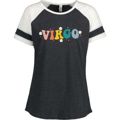 Floral Retro Groovy Virgo Astrology Zodiac Sign Gift Enza Ladies Jersey Colorblock Tee