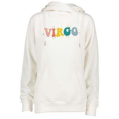 Floral Retro Groovy Virgo Astrology Zodiac Sign Gift Womens Funnel Neck Pullover Hood