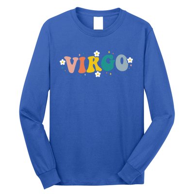 Floral Retro Groovy Virgo Astrology Zodiac Sign Gift Long Sleeve Shirt