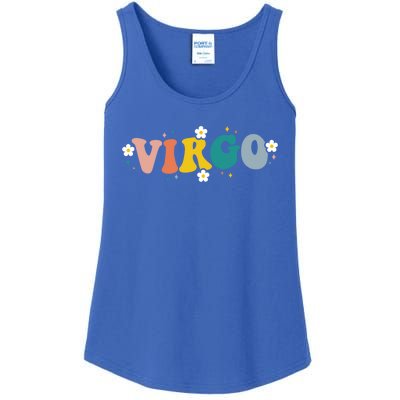 Floral Retro Groovy Virgo Astrology Zodiac Sign Gift Ladies Essential Tank