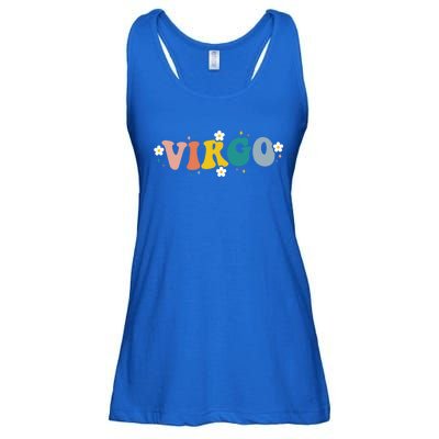 Floral Retro Groovy Virgo Astrology Zodiac Sign Gift Ladies Essential Flowy Tank