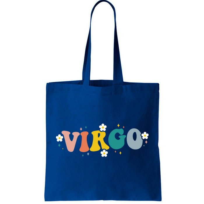 Floral Retro Groovy Virgo Astrology Zodiac Sign Gift Tote Bag