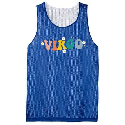 Floral Retro Groovy Virgo Astrology Zodiac Sign Gift Mesh Reversible Basketball Jersey Tank