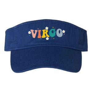 Floral Retro Groovy Virgo Astrology Zodiac Sign Gift Valucap Bio-Washed Visor