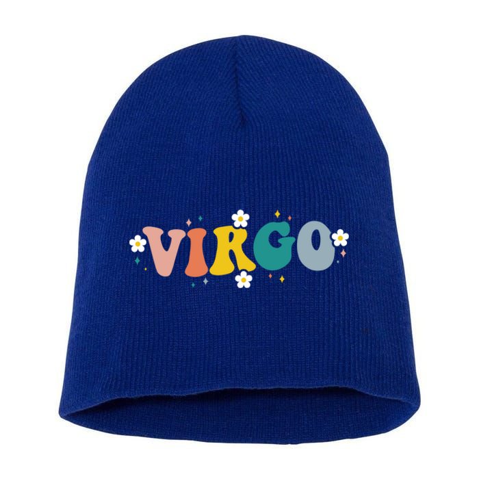 Floral Retro Groovy Virgo Astrology Zodiac Sign Gift Short Acrylic Beanie