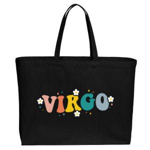 Floral Retro Groovy Virgo Astrology Zodiac Sign Gift Cotton Canvas Jumbo Tote