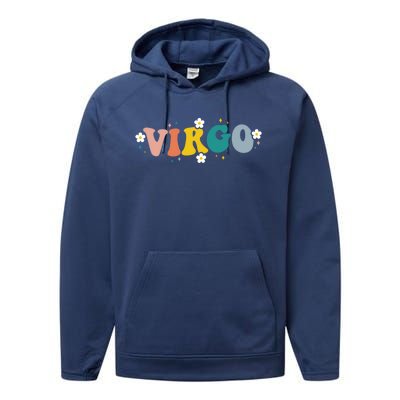 Floral Retro Groovy Virgo Astrology Zodiac Sign Gift Performance Fleece Hoodie