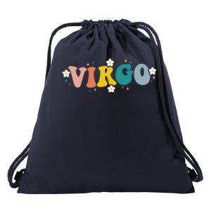 Floral Retro Groovy Virgo Astrology Zodiac Sign Gift Drawstring Bag