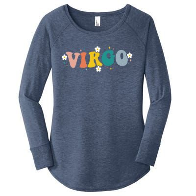 Floral Retro Groovy Virgo Astrology Zodiac Sign Gift Women's Perfect Tri Tunic Long Sleeve Shirt