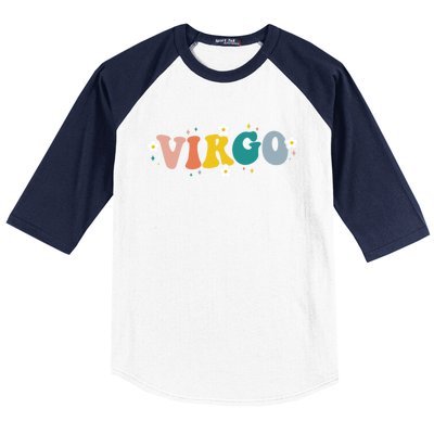 Floral Retro Groovy Virgo Astrology Zodiac Sign Gift Baseball Sleeve Shirt