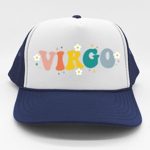 Floral Retro Groovy Virgo Astrology Zodiac Sign Gift Trucker Hat