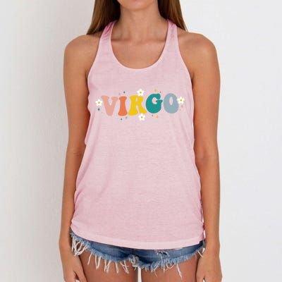 Floral Retro Groovy Virgo Astrology Zodiac Sign Gift Women's Knotted Racerback Tank