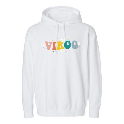 Floral Retro Groovy Virgo Astrology Zodiac Sign Gift Garment-Dyed Fleece Hoodie