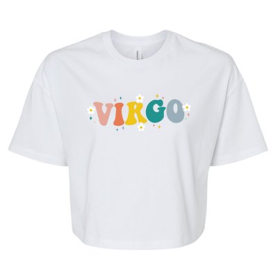 Floral Retro Groovy Virgo Astrology Zodiac Sign Gift Bella+Canvas Jersey Crop Tee