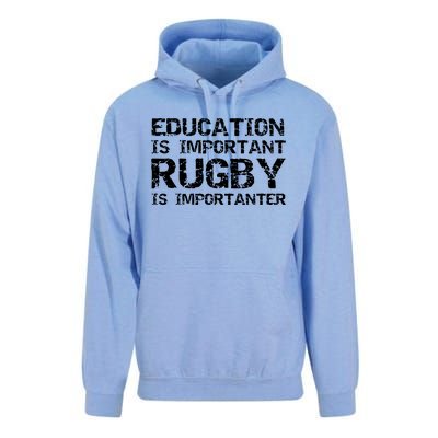 Funny Rugby Gift Education Is Important Rugby Is Importanter Unisex Surf Hoodie