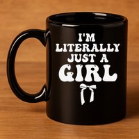 Funny Retro Groovy IM Literally Just A Girl 11oz C Handle Ceramic Mug