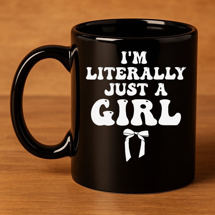 Funny Retro Groovy IM Literally Just A Girl 11oz C Handle Ceramic Mug