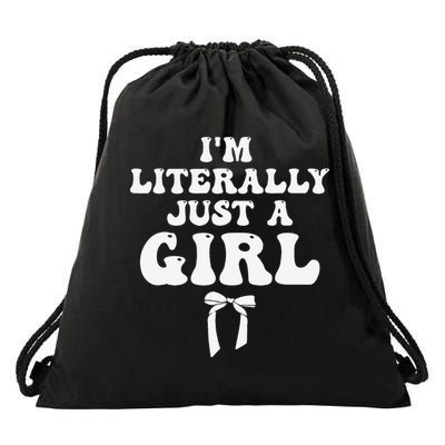 Funny Retro Groovy IM Literally Just A Girl Drawstring Bag