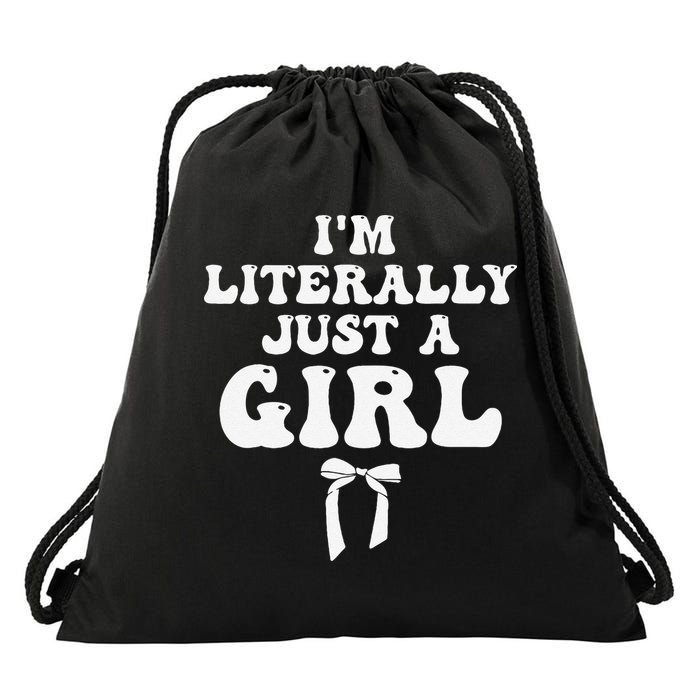 Funny Retro Groovy IM Literally Just A Girl Drawstring Bag