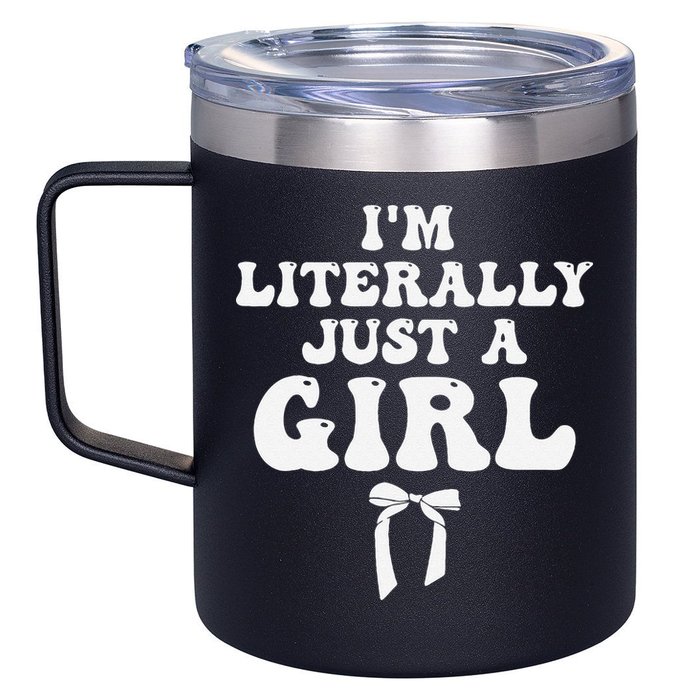 Funny Retro Groovy IM Literally Just A Girl 12oz Stainless Steel Coffee Mug