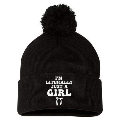 Funny Retro Groovy IM Literally Just A Girl Pom Pom 12in Knit Beanie