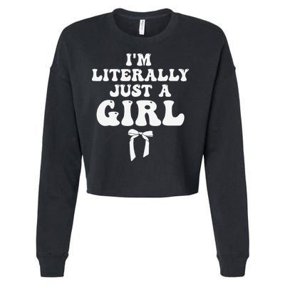 Funny Retro Groovy IM Literally Just A Girl Cropped Pullover Crew