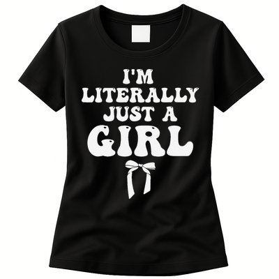 Funny Retro Groovy IM Literally Just A Girl Womens T-Shirt