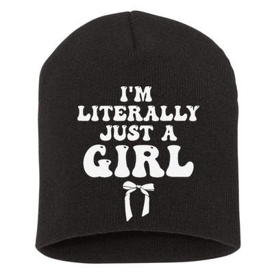 Funny Retro Groovy IM Literally Just A Girl Short Acrylic Beanie