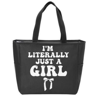 Funny Retro Groovy IM Literally Just A Girl Zip Tote Bag