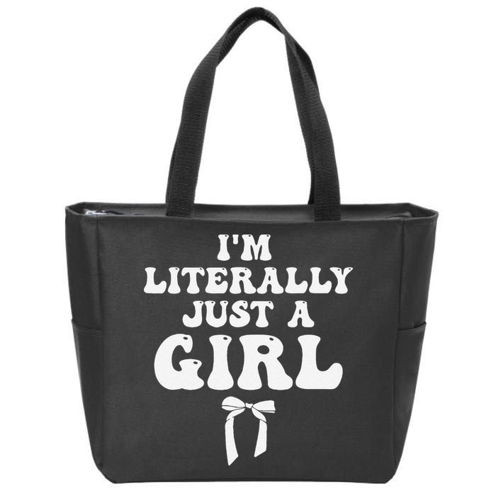 Funny Retro Groovy IM Literally Just A Girl Zip Tote Bag