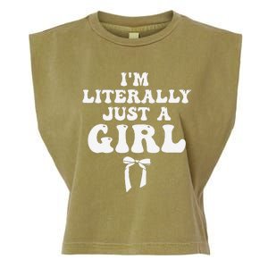 Funny Retro Groovy IM Literally Just A Girl Garment-Dyed Women's Muscle Tee