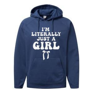 Funny Retro Groovy IM Literally Just A Girl Performance Fleece Hoodie