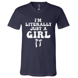 Funny Retro Groovy IM Literally Just A Girl V-Neck T-Shirt